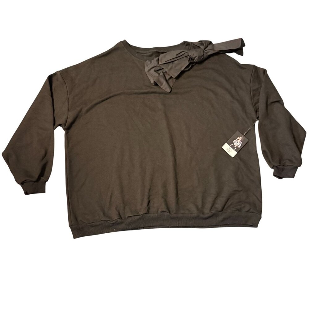 Luxe & Leather By‎ Madonna & Co. Black Sweatshirt With Bow Detail Women medium